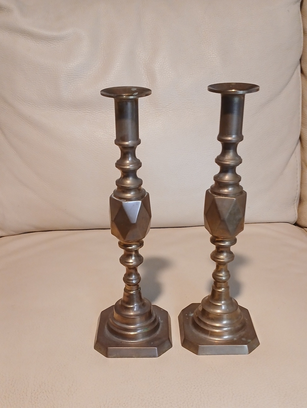 Vintage Brass-Patina Candlestick Pair - Elegant Home Accent